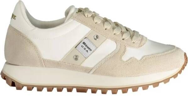 Blauer Beige Polyester Sneaker met Contrastdetails Blue Dames