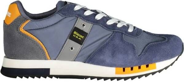 Blauer Blauwe Vetersneakers met Contrasterende Details Blue Heren