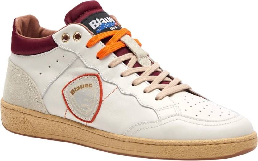 Blauer Bordeaux Leren Sneakers voor Heren Rood Heren