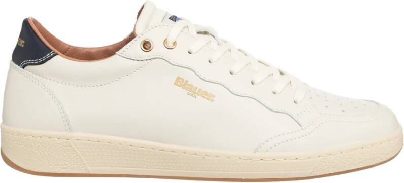 Blauer Sportieve Veterschoenen met Print White Heren