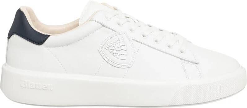 Blauer Eenvoudige Vetersneakers White Heren