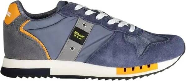 Blauer Elegante Blauwe Sneakers met Extra Veters Blue Heren