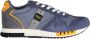 Blauer Blauwe Vetersneakers met Contrasterende Details Blue Heren - Thumbnail 8