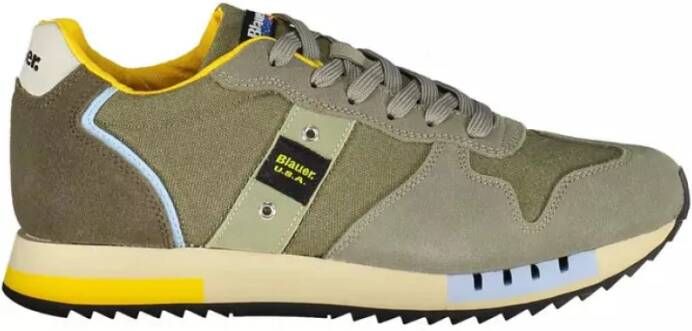 Blauer Heren Sneakers van Leer en Stof met Vetersluiting Grijs Heren