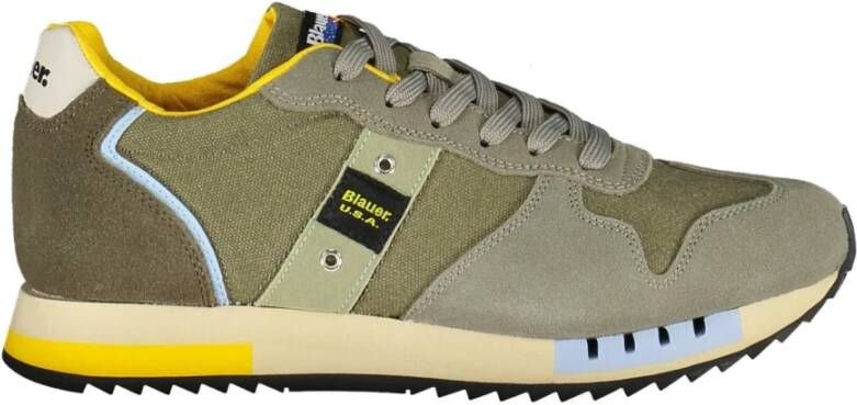 Blauer Heren Sneakers van Leer en Stof met Vetersluiting Grijs Heren