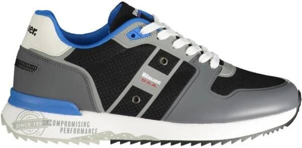 Blauer Grijze Polyester Sneaker met Contrastdetails Blue Heren