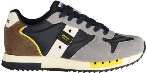 Blauer Grijze Polyester Sneaker met Contrastdetails Multicolor Heren