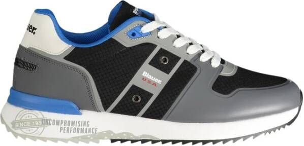 Blauer Grijze Polyester Sneaker met Veters Contrastdetails Print Logo Multicolor Heren