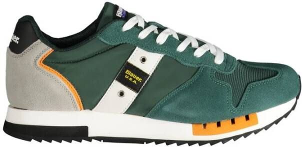 Blauer Groene Polyester Sneaker met Contrastdetails Green Heren