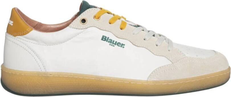 Blauer Heren Sneaker Murray van leer wit groen geel White Heren