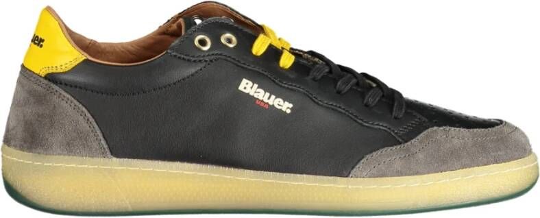 Blauer Heren Sportieve Zwarte Sneakers met Contrastdetails Black Heren