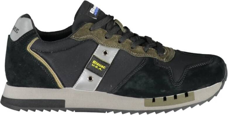 Blauer Heren Sportieve Zwarte Sneakers met Contrastdetails Black Heren