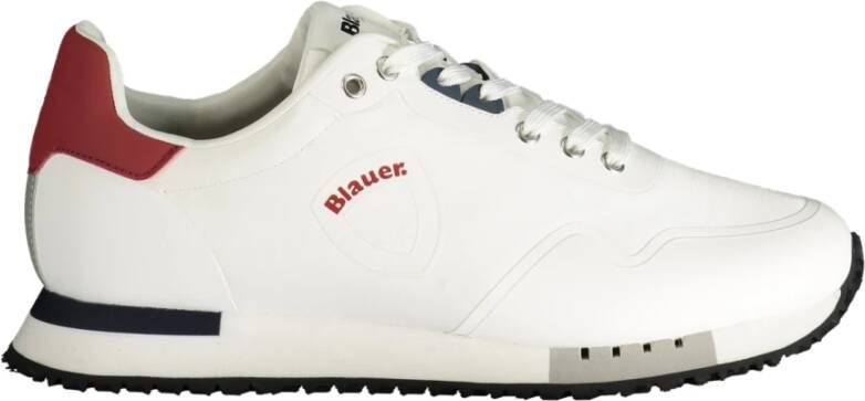 Blauer Heren Witte Sportschoenen met Contrast Details White Heren