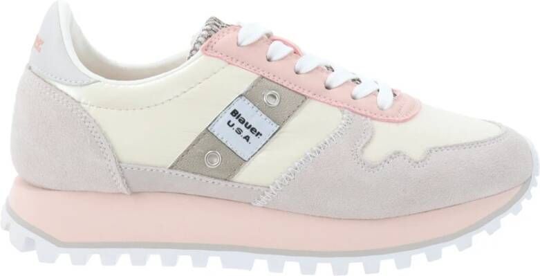 Blauer Witte Su?de Nylon Sneakers Model: Sneaker Wit Dames