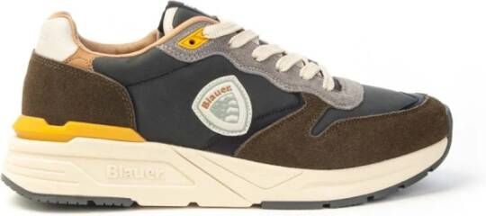 Blauer Leren Sneakers met Zijlogo Mannen Multicolor Heren