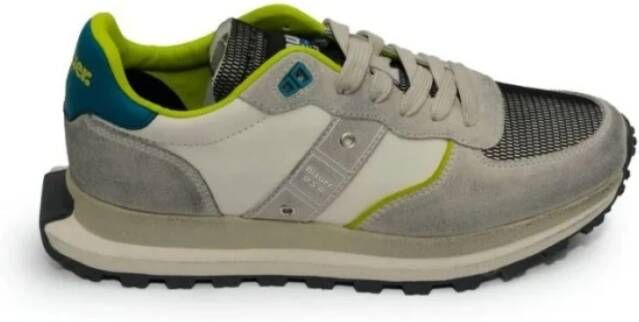 Blauer Leren Suède Hardloopschoenen Multicolor Heren