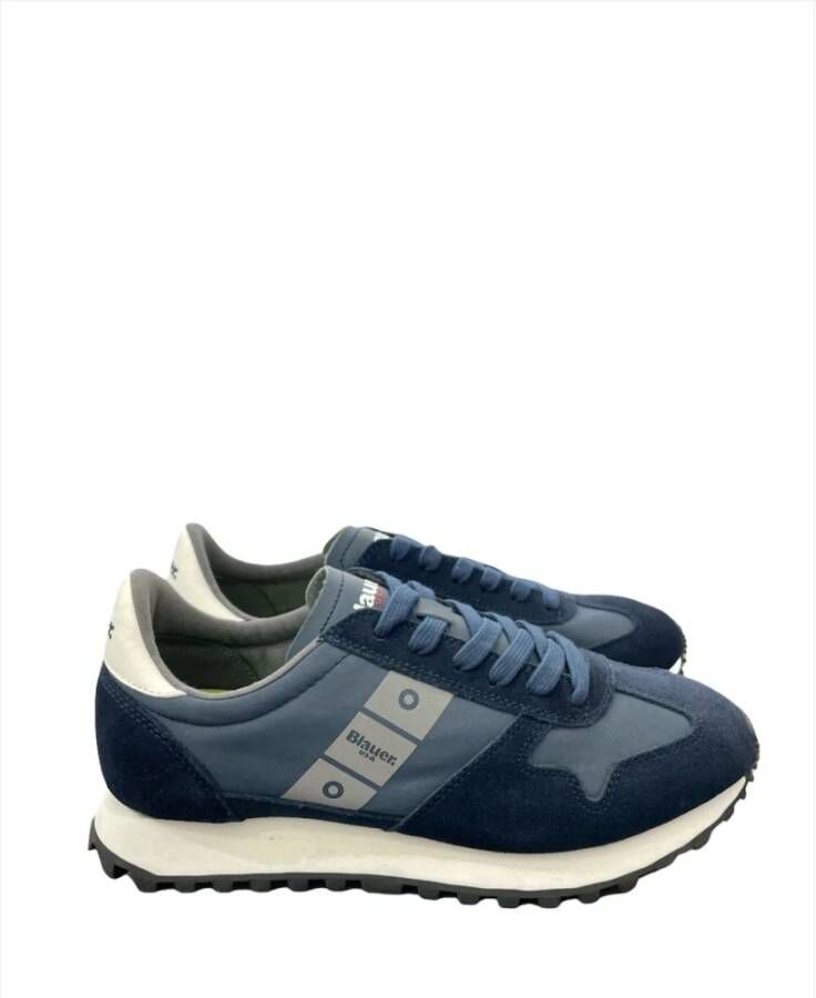 Blauer Nylon Suede Hardloopschoenen Blue Heren