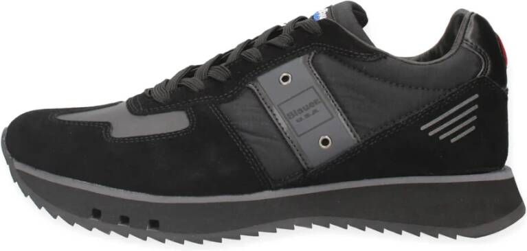 Blauer Zwarte Sneakers voor Mannen Black Heren