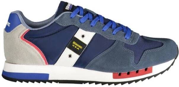 Blauer Polyester Sneaker met Contrastdetails Blue Heren