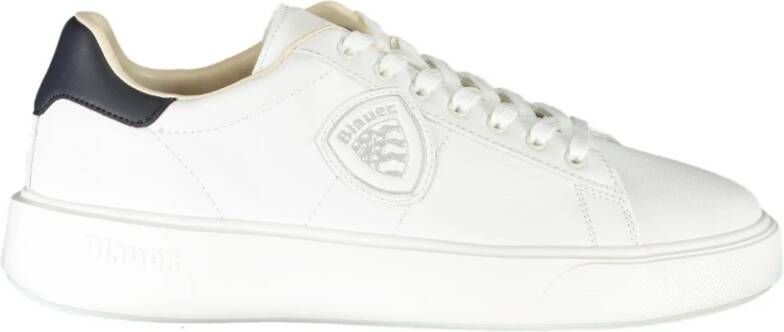 Blauer Eenvoudige Vetersneakers White Heren