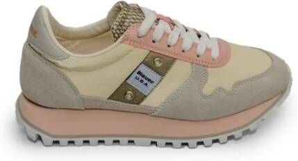 Blauer Witte Su?de Nylon Sneakers Model: Sneaker Wit Dames