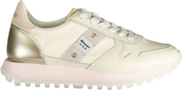 Blauer Sportieve Beige Sneaker met Contrastdetails Beige Dames