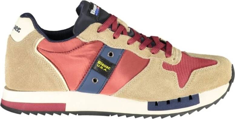 Blauer Sportieve Beige Veterschoenen met Contrastdetails Multicolor Heren