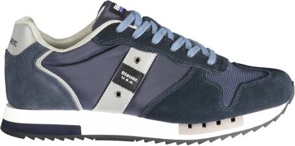 Blauer Sportieve Polyester Sneaker met Contrastdetails Blue Heren