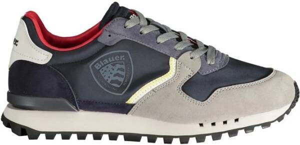 Blauer Sportieve Polyester Sneaker met Contrastdetails Blue Heren