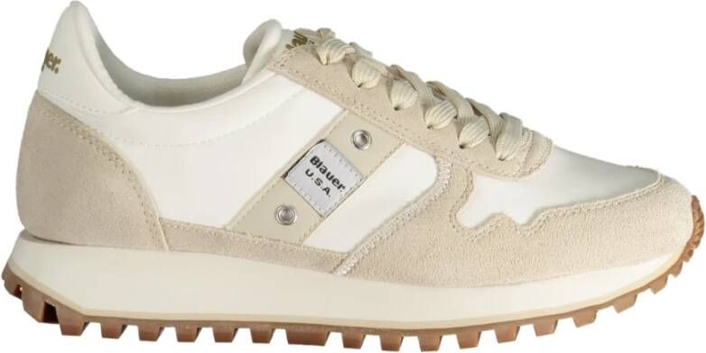 Blauer Sportieve Vetersneakers met Contrastdetails Beige Heren