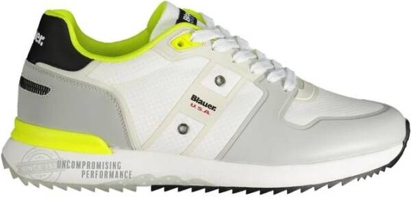 Blauer Sportieve Witte Sneaker met Contrastdetails White Heren