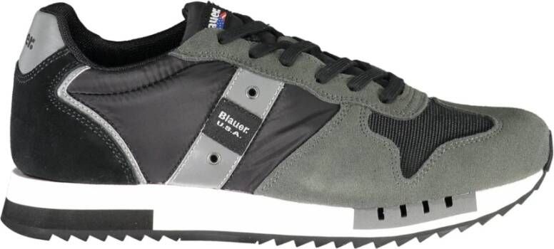 Blauer Sportieve Zwarte Heren Sneakers met Contrastdetails Black Heren