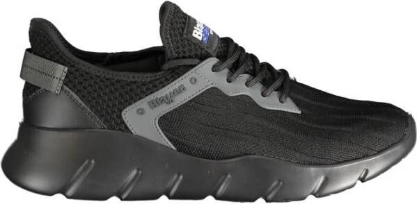 Blauer Sportieve Zwarte Sneaker met Contrastdetails Black Heren