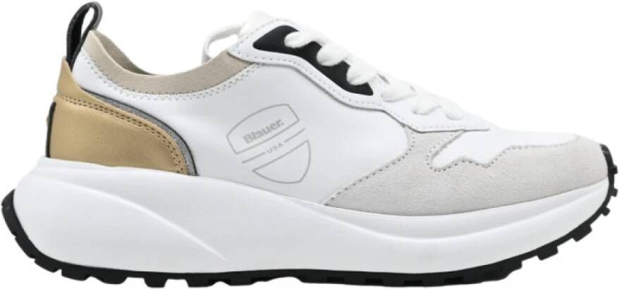 Blauer Stijlvolle Sneakers in Wit Zwart Goud Multicolor Dames