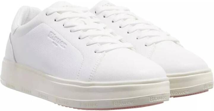 Blauer Witte Bloem Platform Sneakers White Dames