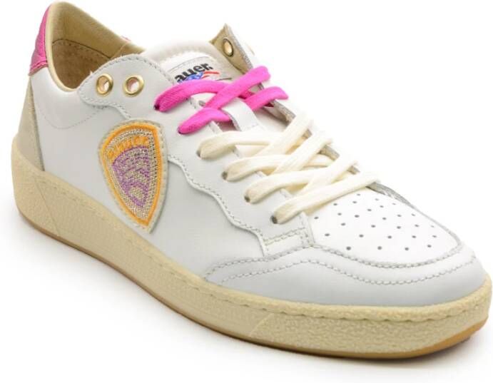 Blauer Witte damessneakers met kleurrijke details White Dames