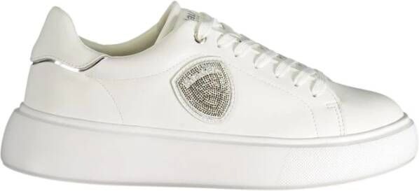 Blauer Witte Polyester Sneaker met Sportieve Details White Dames