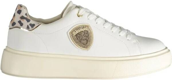 Blauer Witte Polyester Sneaker met Veters White Heren