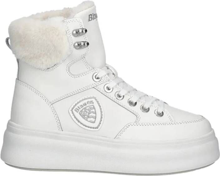 Blauer Witte Sneakers Modern Design Casual Look White Dames