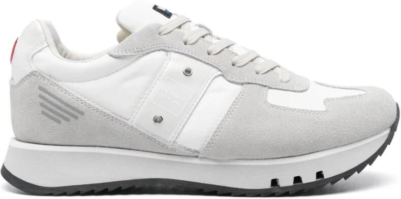 Blauer Witte Suède Nylon Leren Sneaker White Heren