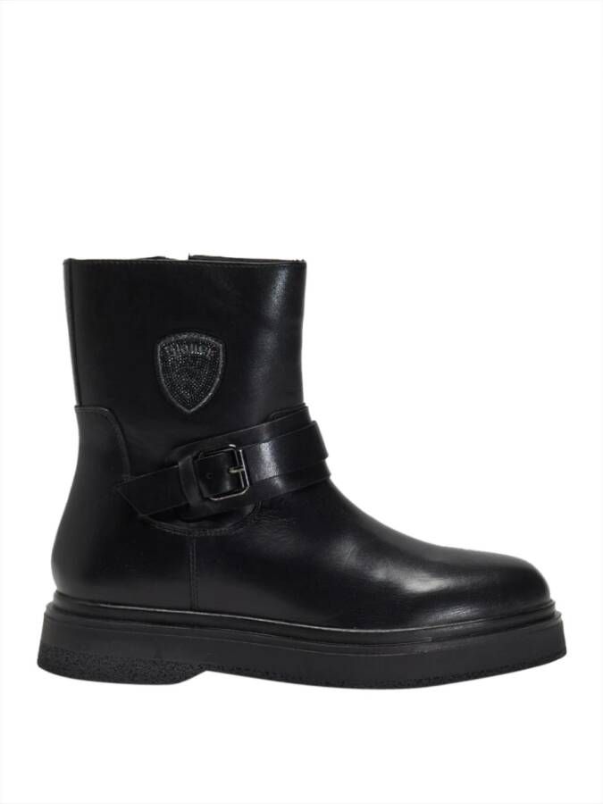 Blauer Zwarte Leren Urban Laars Black Dames