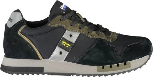 Blauer Zwarte sportsneakers met contrasterende accenten Black Heren