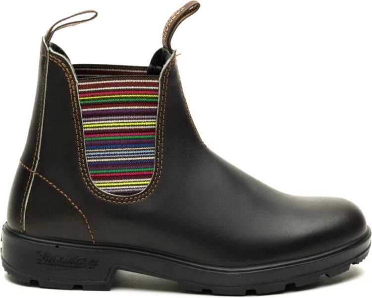 Blundstone Bruine Gestreepte Elastische Enkellaarzen Brown Dames