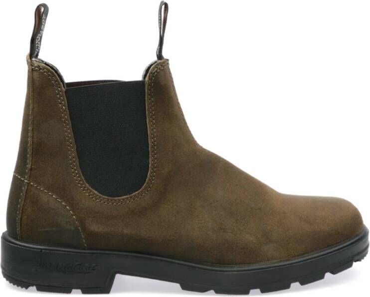 Blundstone Donkergroene Chelsea Boots van GeWaxte Suède Green Heren