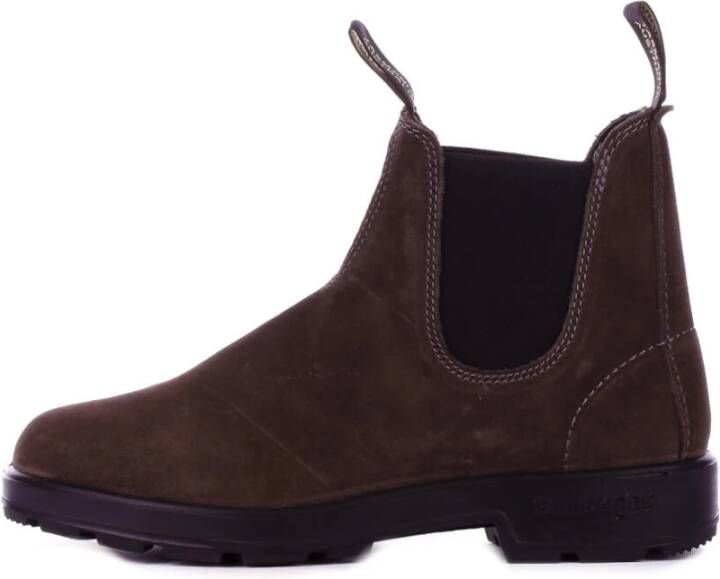 Blundstone Grijze Suède Logo Laarzen Rubberen Zool Brown Heren