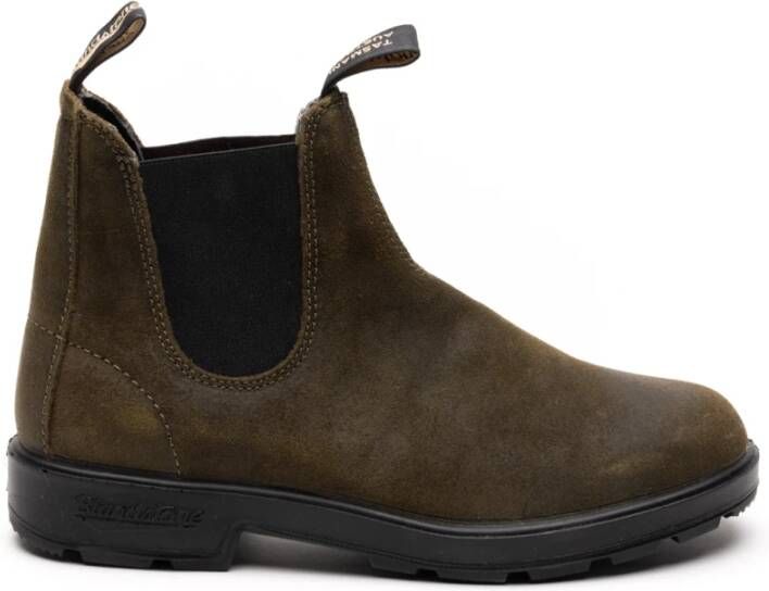 Blundstone Platte Chelsea Boots in Pelle Suede Green Heren