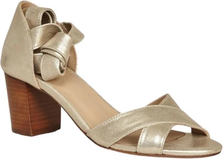 Bobbies Paris Zand-gouden leren sandalen met gelamineerde hak Yellow Dames