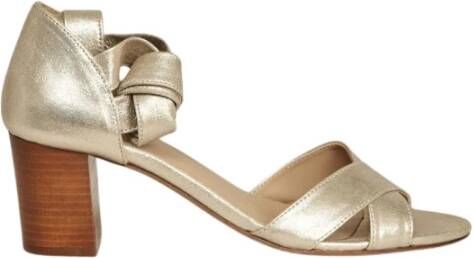 Bobbies Paris Zand-gouden leren sandalen met gelamineerde hak Yellow Dames