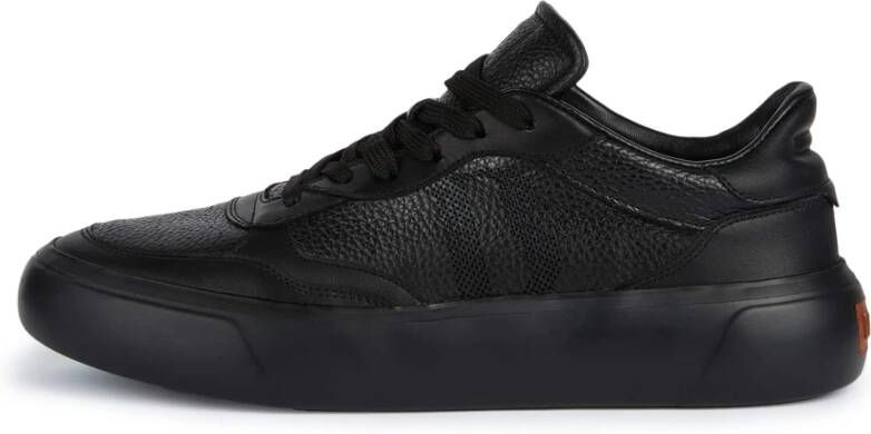 Boggi Milano Sneakers van getrommeld leer met logo Black Heren