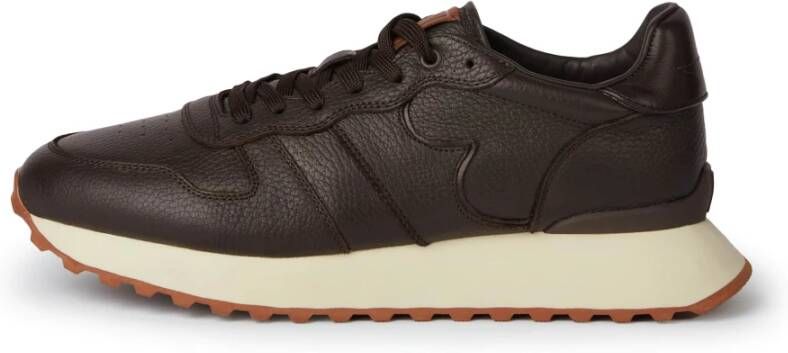 Boggi Milano Tumbled leren sneakers Brown Heren